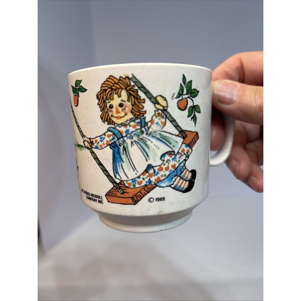 Vintage 1969 Raggedy Ann And Andy Mug Bobs Merrill Plastic Cup Retro Kids Decor